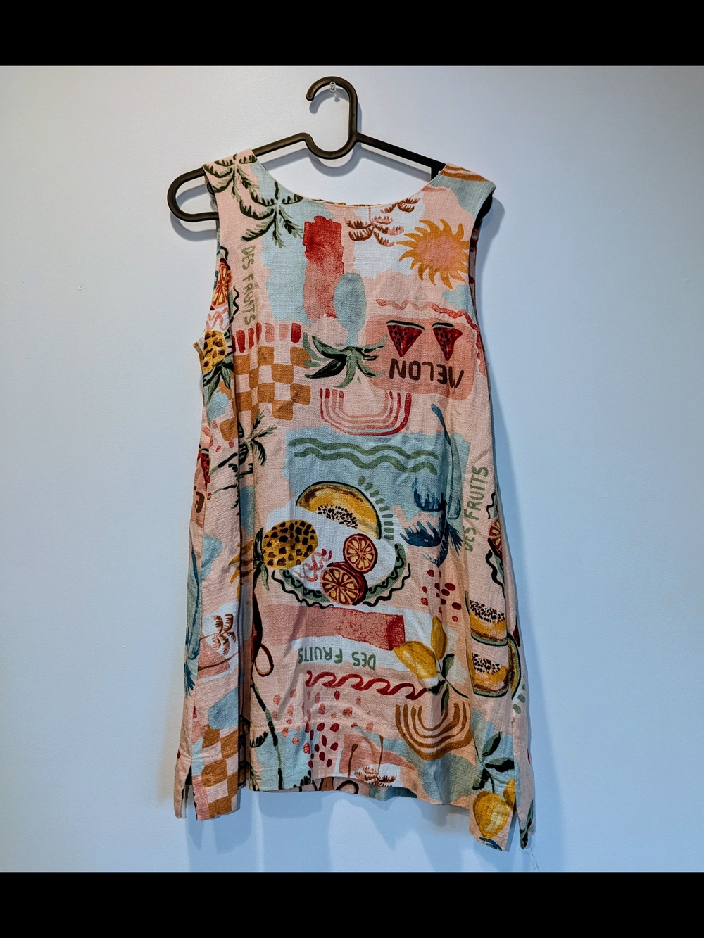 Sleeveless Peach Tropical Print Mini Dress - Picture 4 of 8